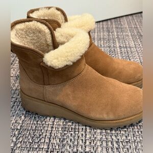 Women’s Ugg plush sheep, skin, classic wedge heel booty